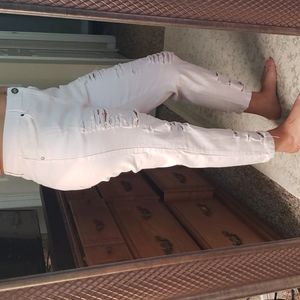 White burn out jeans. Womens size 14 wide. Ankle length.